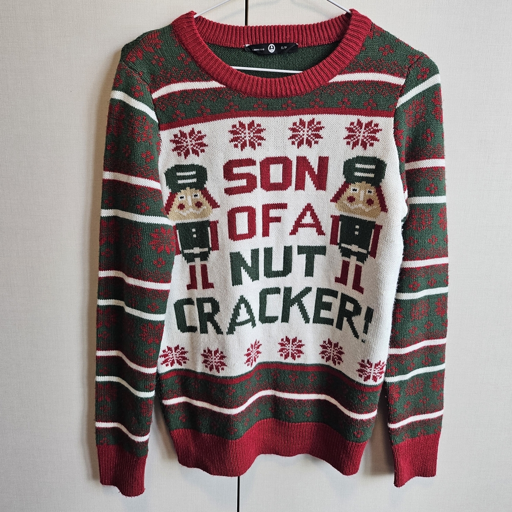 💛 Elf Xmas szS Crewneck Sweater - "Son of a Nutcracker!" Acrylic Amnesia